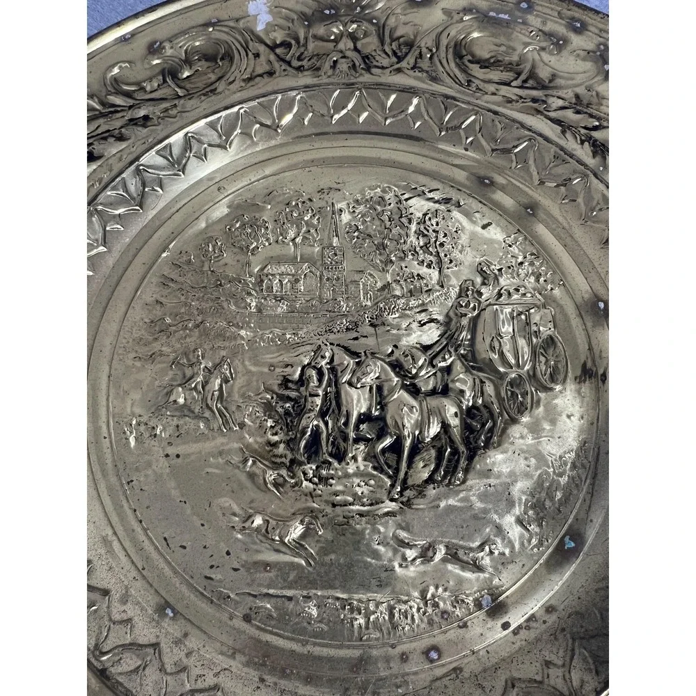 Vintage English Brass Charger Plate 23